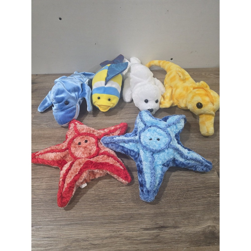 Lot Of 5 LlPlush Hand Finger Puppet Caltoy Sea Animals- Fish, Starfish, Seal Etc